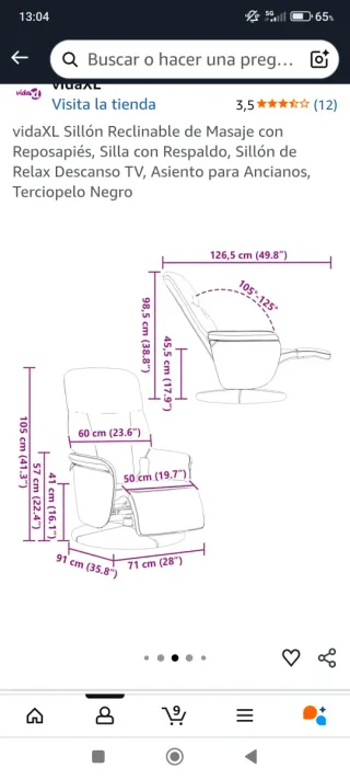 Poltrona reclinabile con massaggio in velluto nero