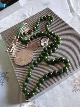 Collana e bracciale argento e giada