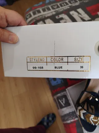 Sandalias Tiras Azul y Dorado