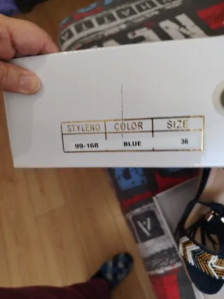 Sandalias Tiras Azul y Dorado