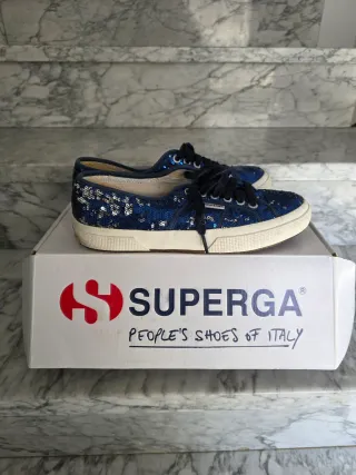 Superga paillettes blu tg 40
