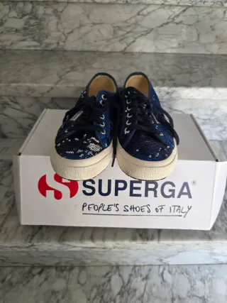 Superga paillettes blu tg 40