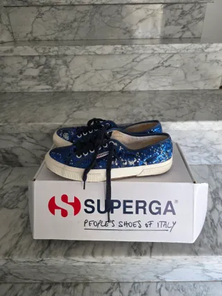 Superga paillettes blu tg 40