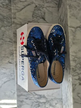 Superga paillettes blu tg 40