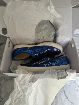 Superga paillettes blu tg 40