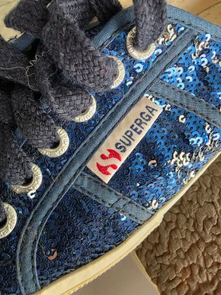Superga paillettes blu tg 40