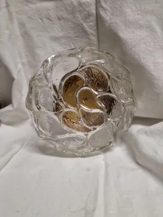 Plafoniera Italia Anni '60 Vetro Oro Trasparente