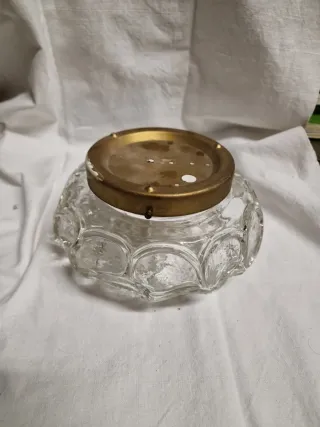 Plafoniera Italia Anni '60 Vetro Oro Trasparente