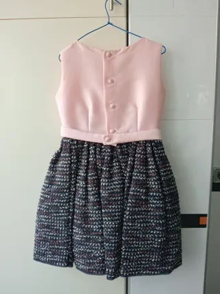Vestido fiesta niña rosa con diadema de flor 70€