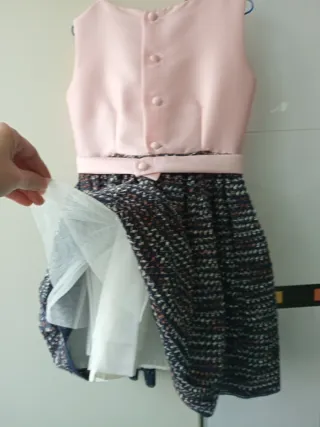 Vestido fiesta niña rosa con diadema de flor 70€