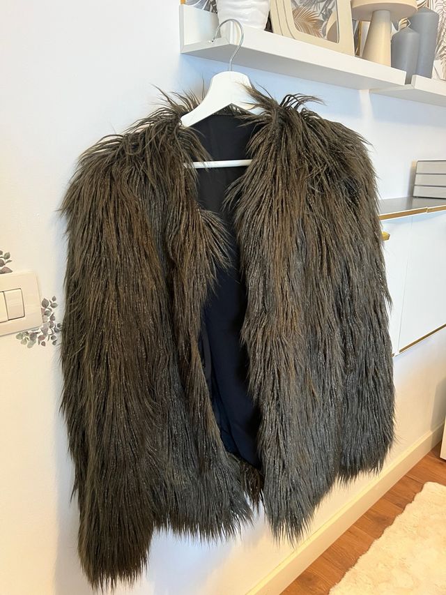 Chaqueta pelo efecto peluche verde botella