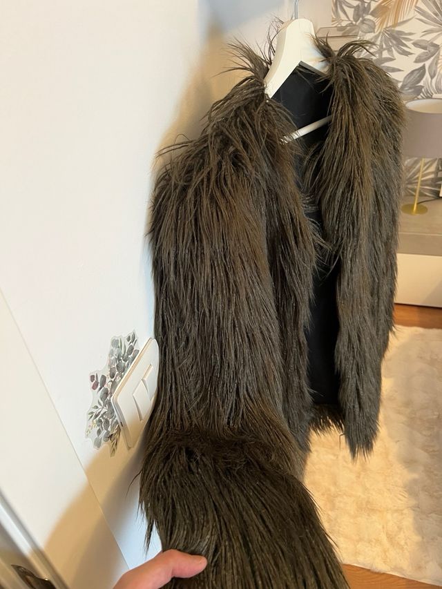 Chaqueta pelo efecto peluche verde botella