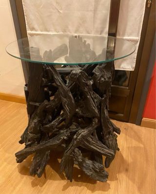 Mesa Becara cristal y madera negra