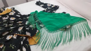 Traje de flamenca negro con margaritas