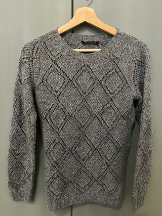 Jersey lana fino perforado gris