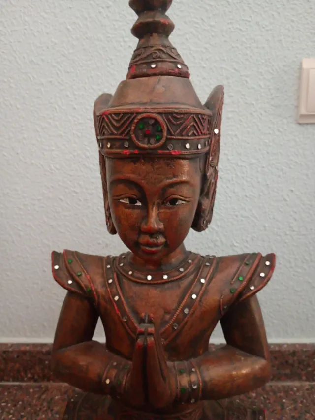 Figura Buda Tailandia Oración Madera