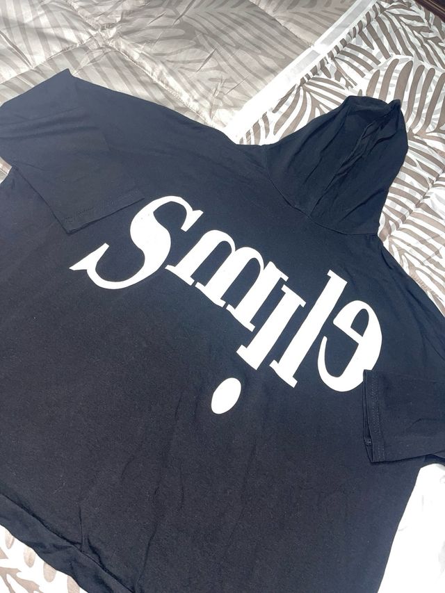 Blusa con cappuccio nero Smile