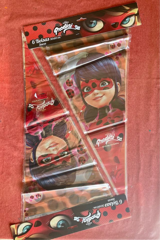 12 Bolsas Gigantes LadyBug para chuches