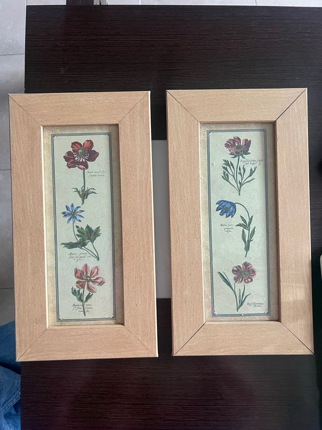 Set 2 Cuadros Flores Decorativos Madera