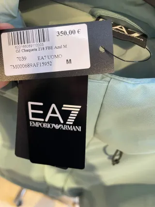 Chaqueta EA7 verde agua con capucha