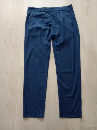 Pantalón de vestir azul cuadros hombre