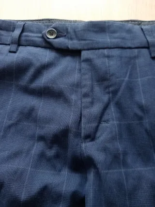 Pantalón de vestir azul cuadros hombre