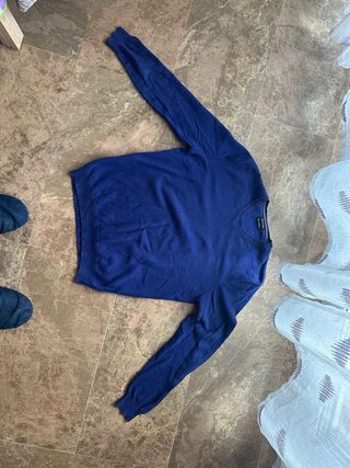 Jersey Massimo Dutti Azul cuello en pico Talla M