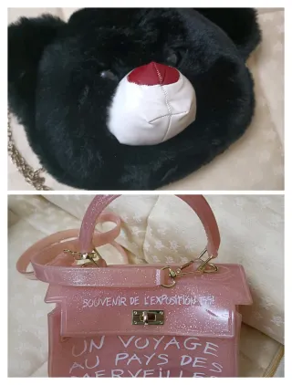 Borse a tema orso nero e borsa rosa