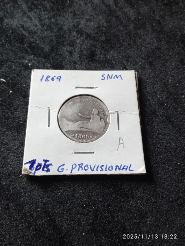 Una peseta 1869 Gobierno provisional plata