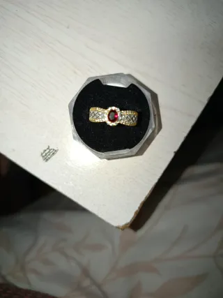 925 plata Anillo con Piedra Roja Ovalada