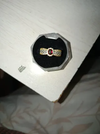 925 plata Anillo con Piedra Roja Ovalada