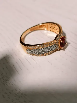 925 plata Anillo con Piedra Roja Ovalada