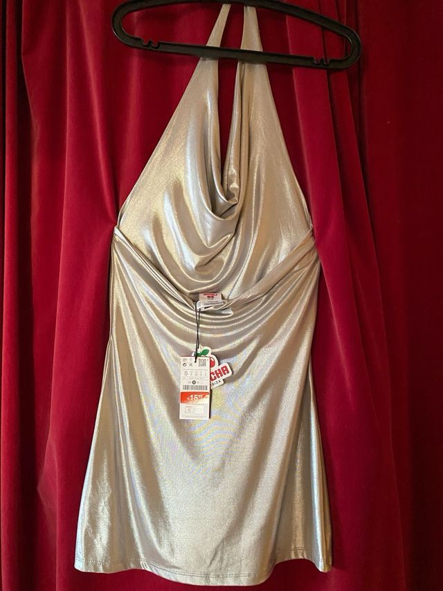 Vestido plateado Stradivarius SIN ESTRENAR