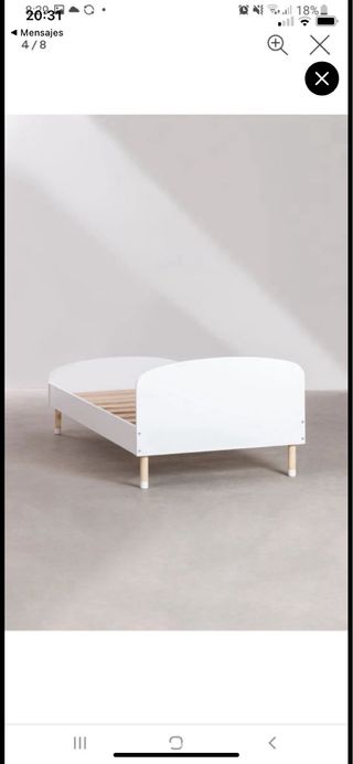 Cama infantil blanca MDF 90x190 marca Flexa