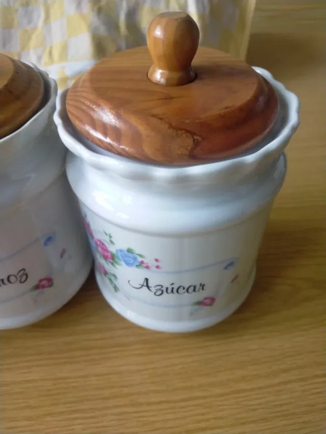 Set 3 Botes Cocina Madera Flores