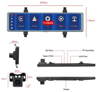 Espejo retrovisor PODOFO T86 con cámara