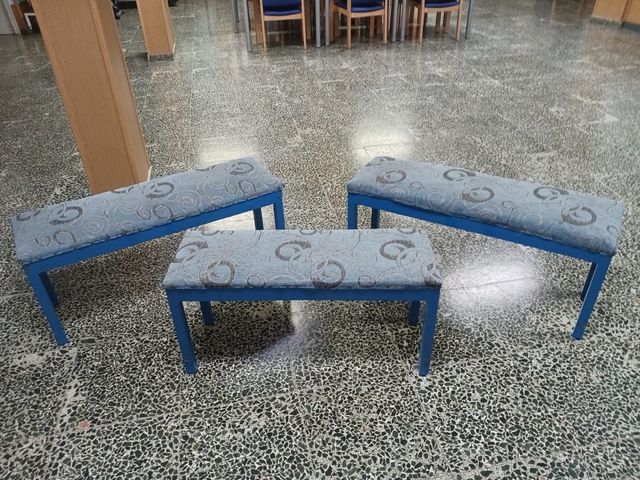 Bancos tapizados azules (3 unidades)