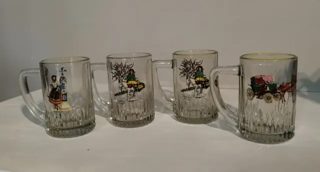 4 Jarras Cerveza Cristal Decoradas