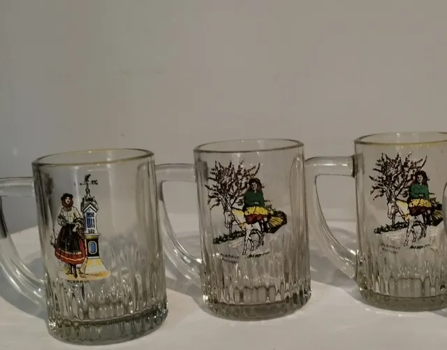 4 Jarras Cerveza Cristal Decoradas