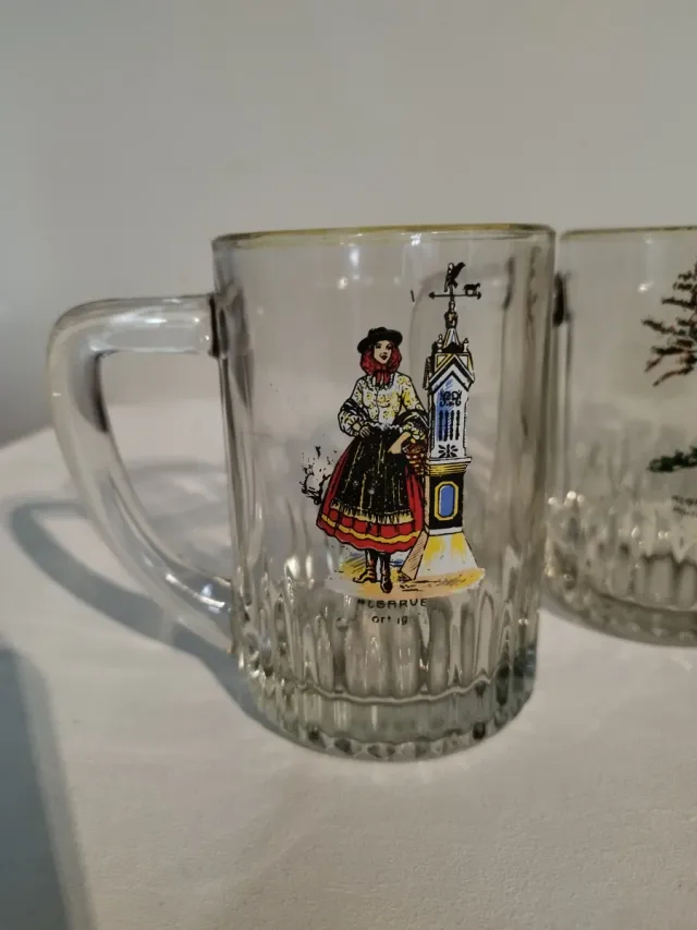 4 Jarras Cerveza Cristal Decoradas