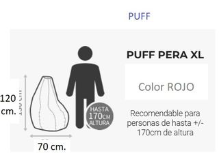 PUFF pera polipiel rojo. Relax. Sofá. Sillón
