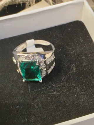 Anillo Hombre Plata 925 con Piedra Verde