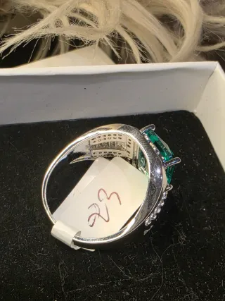 Anillo Hombre Plata 925 con Piedra Verde