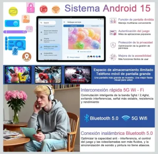 Tablet Gemini Android 15 10.1 30GB+64GB+1TB NUEVA