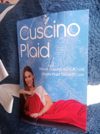 Set 2 Cuscini/Plaid Nuovi Blu