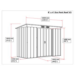 Caseta Jardín Metal ECO Pent Roof 8x4