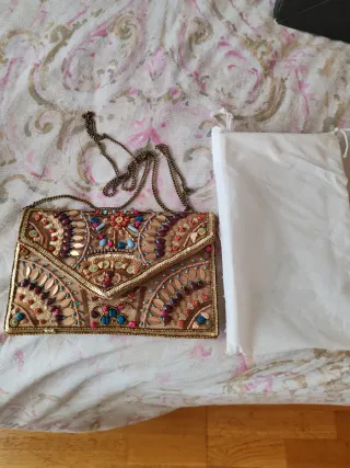 Bolso de fiesta dorado y multicolor