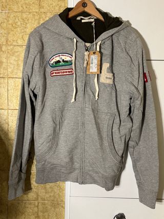 Sudadera By Basi Gris con Cremallera y Capucha