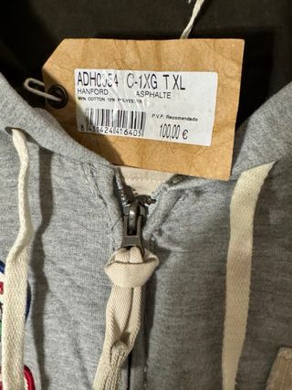 Sudadera By Basi Gris con Cremallera y Capucha