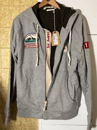 Sudadera By Basi Gris con Cremallera y Capucha